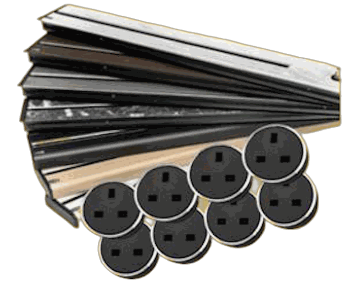2.0m LINE8 power track in a premium colour finish with 8 socket adaptors