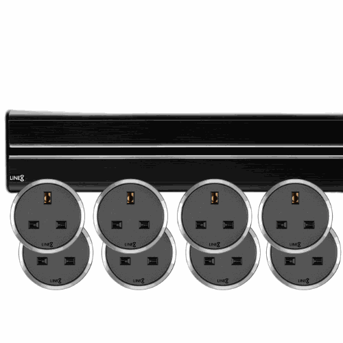 2.0m LINE8 power track with 8 socket adaptors