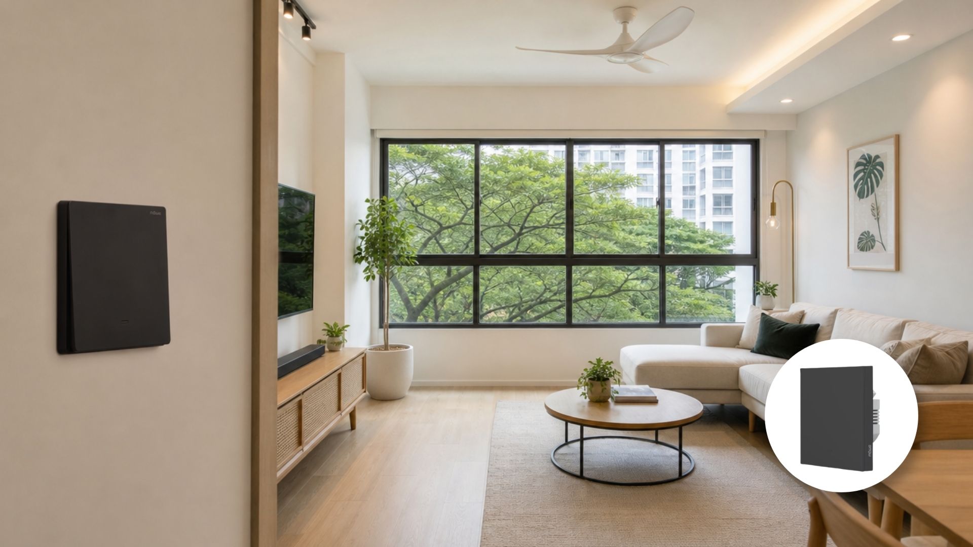 Starter setup: a smart switch in a bright Singapore living room